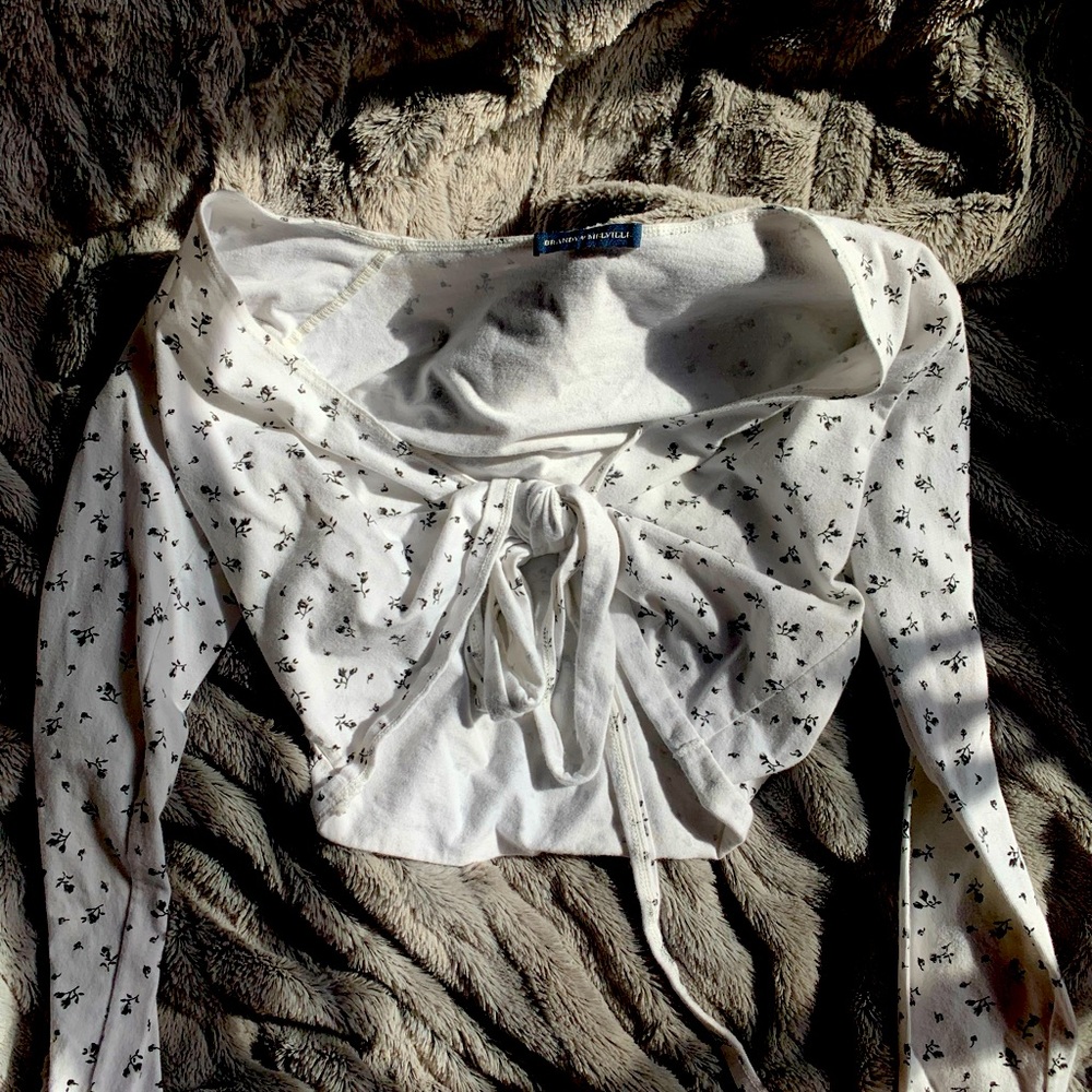 Brand Melville White Floral Tie Top